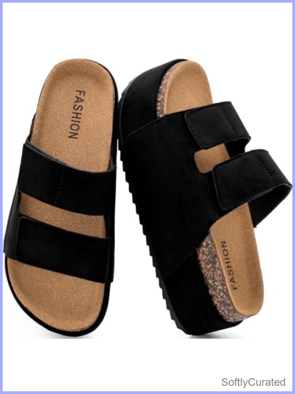 Platform Slide Sandals Suede Cork Footbed Non Slip Clogs Mules